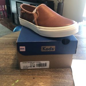 Leather Keds Slip Ons Size 6W